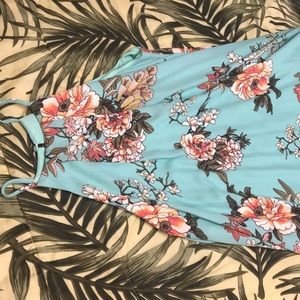 Baby blue dress with floral pattern